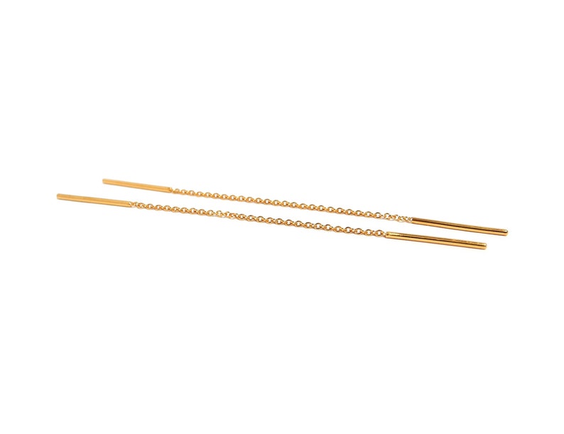 golden threaders, threading earrings, gold-plated chain earrings image 2