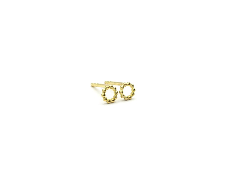750 gold stud earrings, minimalist gold stud earrings image 4
