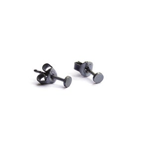 blackened dot ear studs, circular ear studs image 3