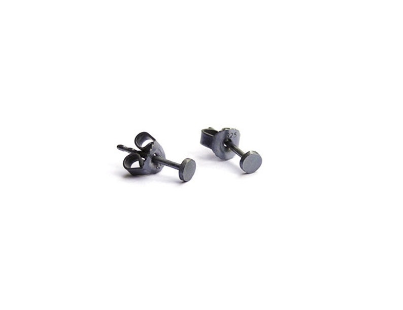 blackened dot ear studs, circular ear studs image 3