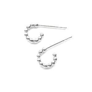 Silver earrings made of silver beads, minimalist hoop earrings image 2