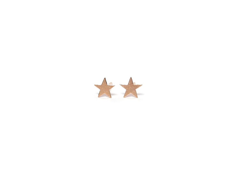 Rose gold plated star studs, small rose sold gold star earrings