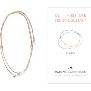 Friendship ribbon, bracelet with pearl, friendship ribbon with real pearl, friendship, you pearl of friendship Beige-Rosa image 2