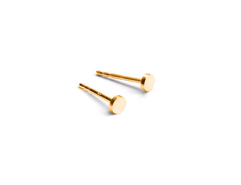 Point studs, gold-plated circular studs, gold studs image 4