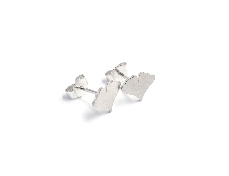 Ginkgo leaf stud earrings, silver ginkgo leaf earrings image 4