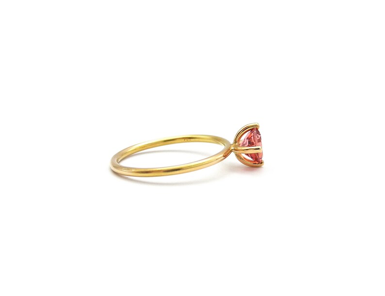 Rose gold ring with red-pink tourmaline, ring size 50 image 2