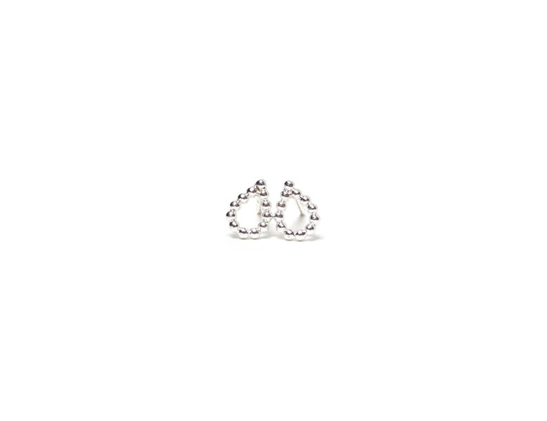 teardrop-shaped silver studs, silver teardrop earrings made of beads image 2