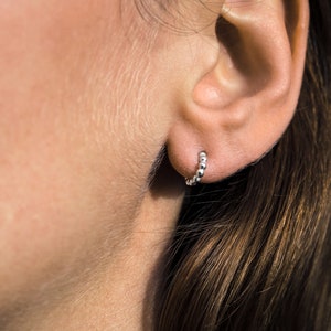 Silver earrings made of silver beads, minimalist hoop earrings image 3