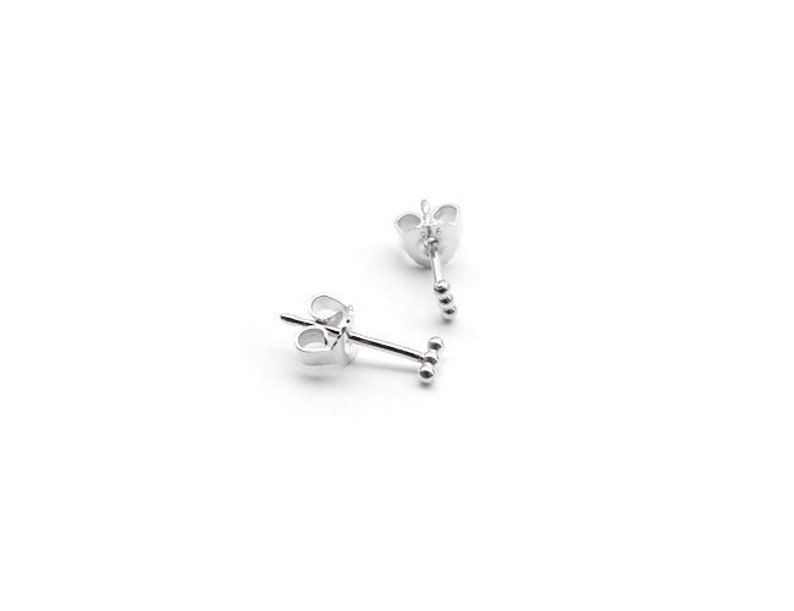 minimalist silver studs with three small silver beads image 1