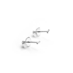 minimalist silver stud earrings, tiny stud earrings, bead bar stud earrings image 3