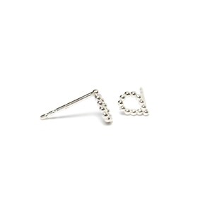 teardrop-shaped silver studs, silver teardrop earrings made of beads image 3