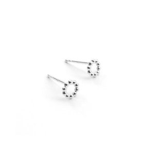 Silver bead earrings, circular studs image 5