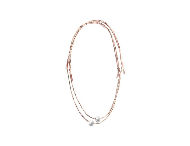 Friendship ribbon, bracelet with pearl, friendship ribbon with real pearl, friendship, you pearl of friendship Beige-Rosa image 1