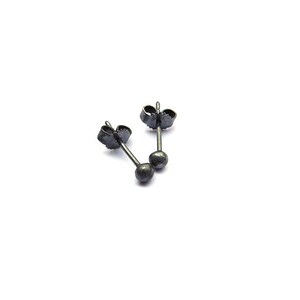 petites boucles d'oreilles à clous boule, petites boucles d'oreilles à clous noires, boucles d'oreilles à clous boule noire, boucles d'oreilles à clous ronds, boucles d'oreilles à clous anthracite, boucles d'oreilles à clous à pois image 2