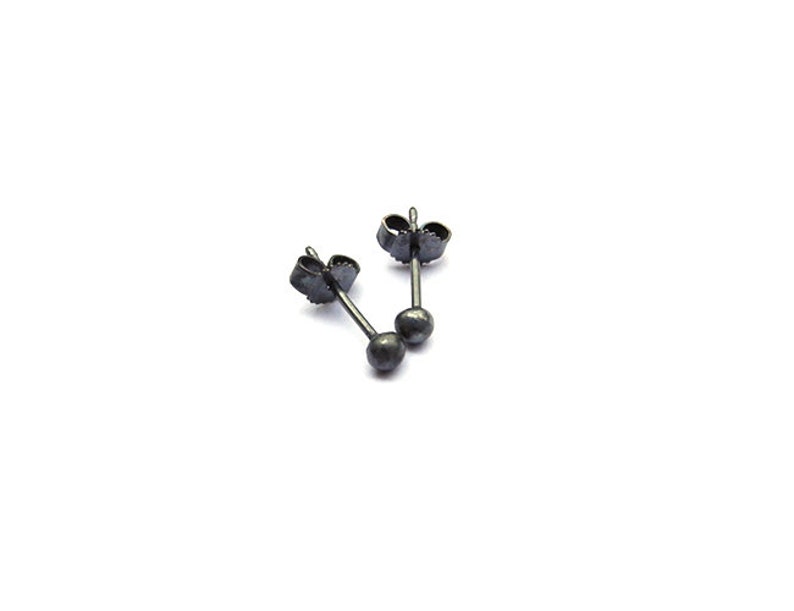 small ball stud earrings, black small stud earrings, black ball stud earrings, round stud earrings, anthracite stud earrings, dot stud earrings image 2