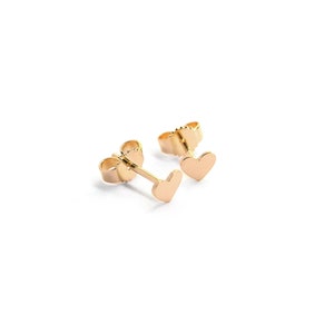 gold heart stud earrings, small gold plated heart earrings image 5