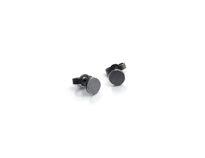 minimalist stud earrings, blackened stud earrings, dot stud earrings image 3