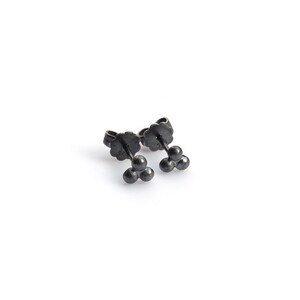blackened silver studs with three balls, small black studs image 4