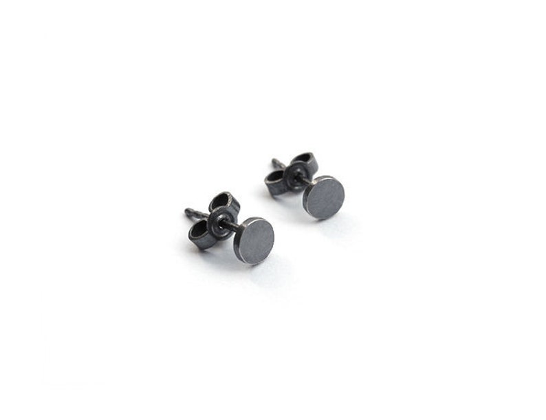 minimalist stud earrings, blackened stud earrings, dot stud earrings image 2