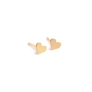 gold heart stud earrings, small gold plated heart earrings image 3