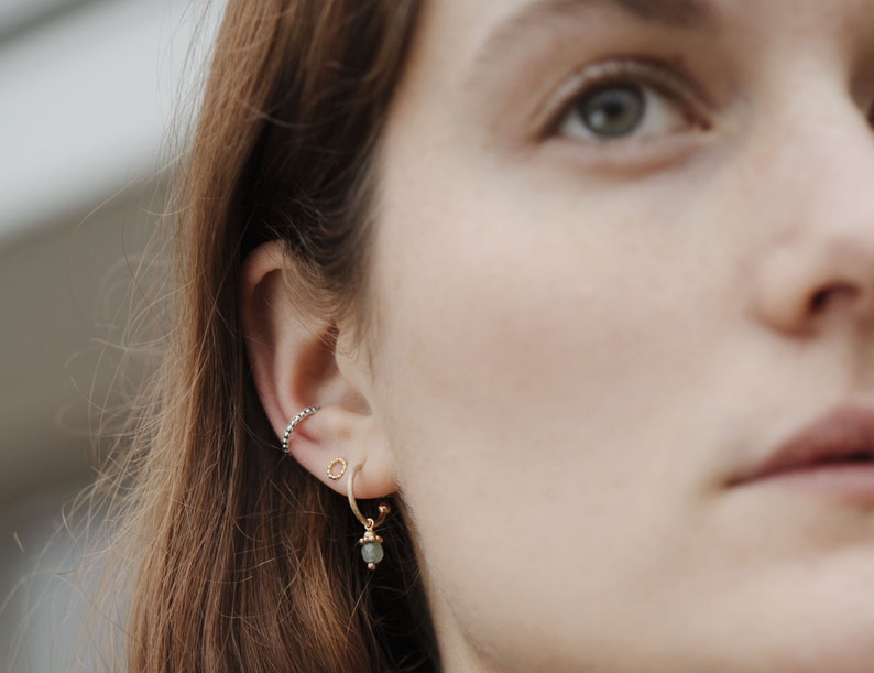 silver earcuff, earcuff made of small silver balls image 4