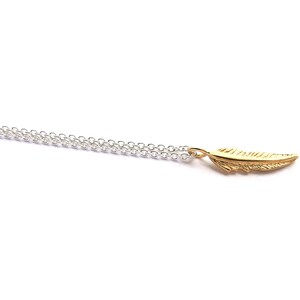 Gold feather, 750 gold feather with silver chain, image 2