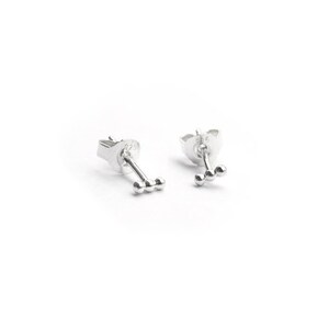 minimalist silver studs with three small silver beads image 2