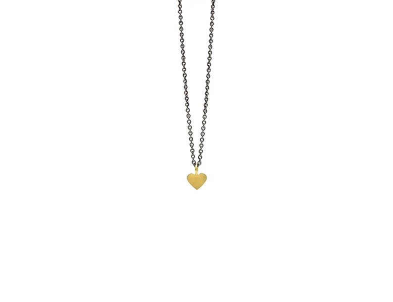 Heart necklace, gold heart with anthracite chain image 1