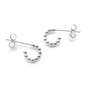 Silver earrings made of silver beads, minimalist hoop earrings image 1