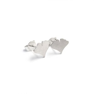 Ginkgo leaf stud earrings, silver ginkgo leaf earrings image 3