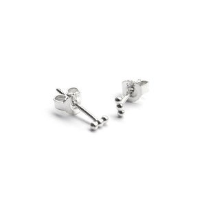 minimalist silver studs with three small silver beads image 3