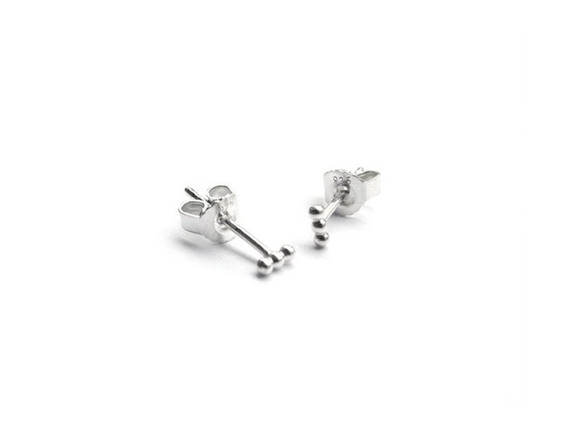 minimalist silver studs with three small silver beads image 3