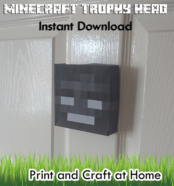 Minecraft Printable Craftable Wither Skeleton Head At Etsy