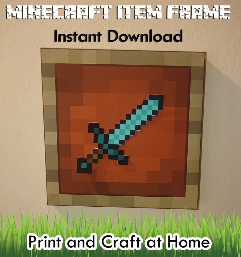 MINECRAFT Printable Craftable ITEM FRAME Print at Home Etsy