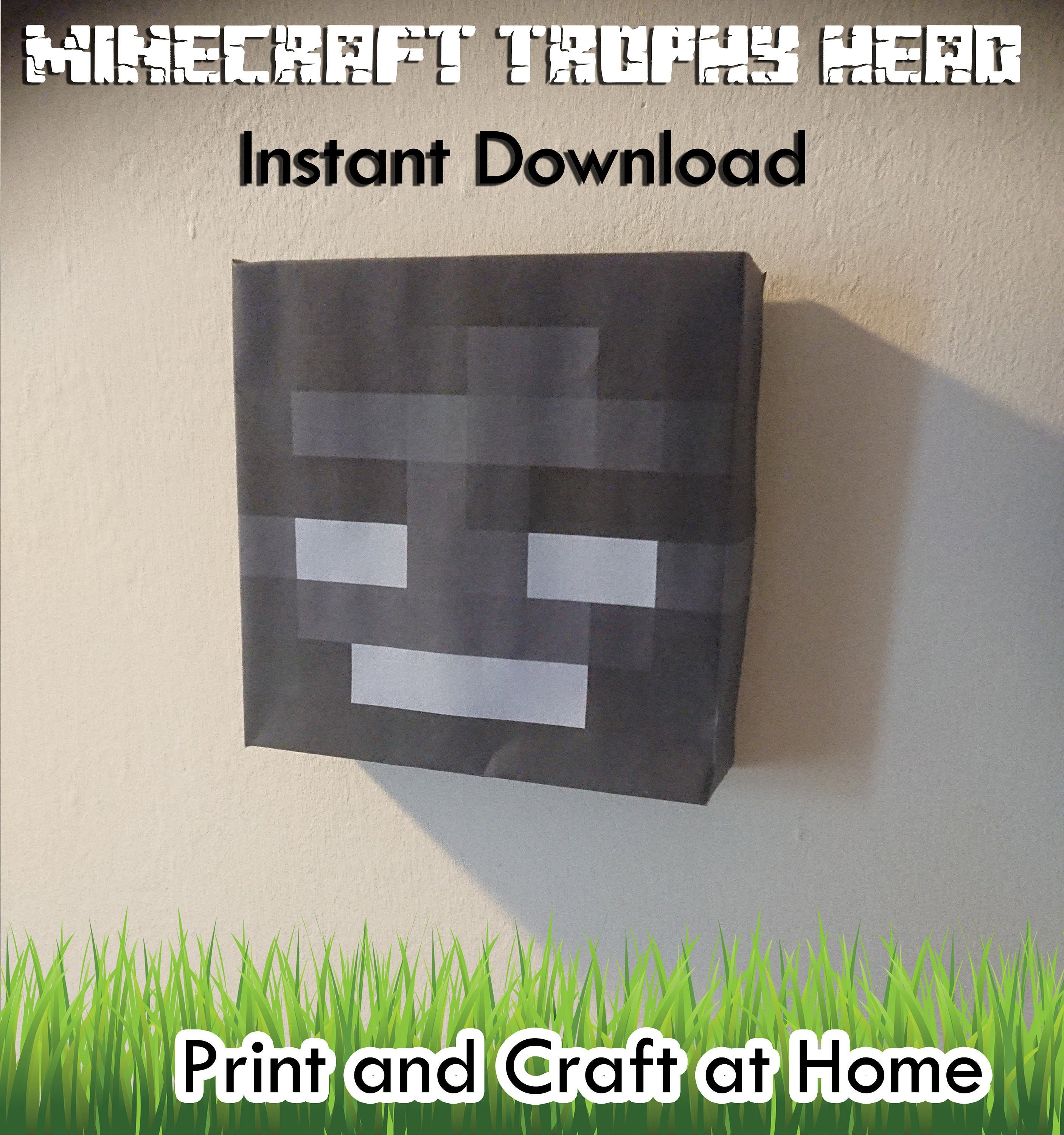 Minecraft Printable Craftable Wither Skeleton Head At Etsy