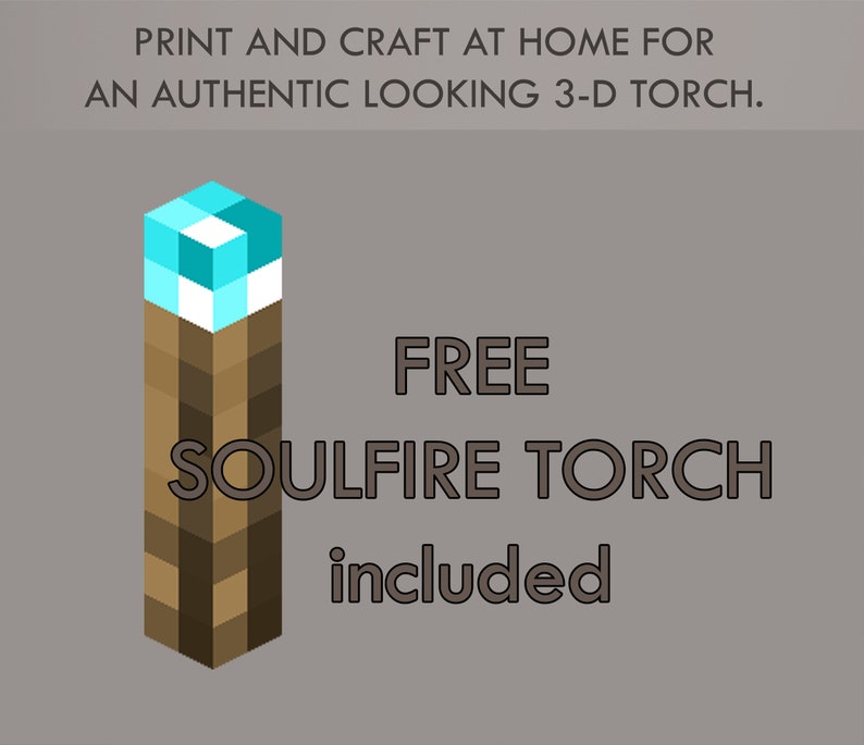 MINECRAFT Printable Craftable TORCH Print at Home Instant | Etsy