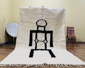 Custom Beni Ourain rug- Beni Rug- Large Moroccan Rug- White& Black Rug- Custom rug Beni ourain rug- Authentic Moroccan Rug