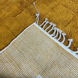 Yellow Moroccan rug Beni Ourain rug Handmade rug Custom Yellow rug Sheep Wool rug Abstract Yellow rug Plain rug Custom rug image 5