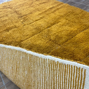 Yellow Moroccan rug Beni Ourain rug Handmade rug Custom Yellow rug Sheep Wool rug Abstract Yellow rug Plain rug Custom rug image 3