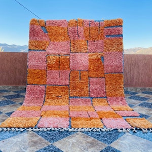 Costum Moroccan Colorful Rug, Authentic Moroccan rug, Berber Carpet, Genuine Wool rug, Handmade rug Amazing Multicolored Rug Custom Rug image 1