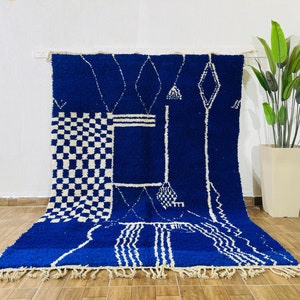Custom All Sizes Rug, Soft Moroccan Blue Rug, Rug For Living Room, Beni Ourain Rug, Blue Wool Rug