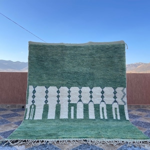 Stunning Moroccan Rug Green - Berber Carpet - Handmade Rug - Custom Moroccan Rug - Green Wool Rug - Beni Ourain Rug