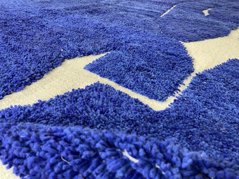 Moroccan rug blue Berber rug Custom Moroccan rug Beni ourain rug Handmade rug Abstract Wool rug blue rug moroccan blue rug image 4