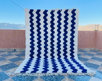 Moroccan rug blue - Berber rug - Custom Moroccan rug - Beni ourain rug - Handmade rug - Plain Wool rug - blue rug - Indigo blue rug