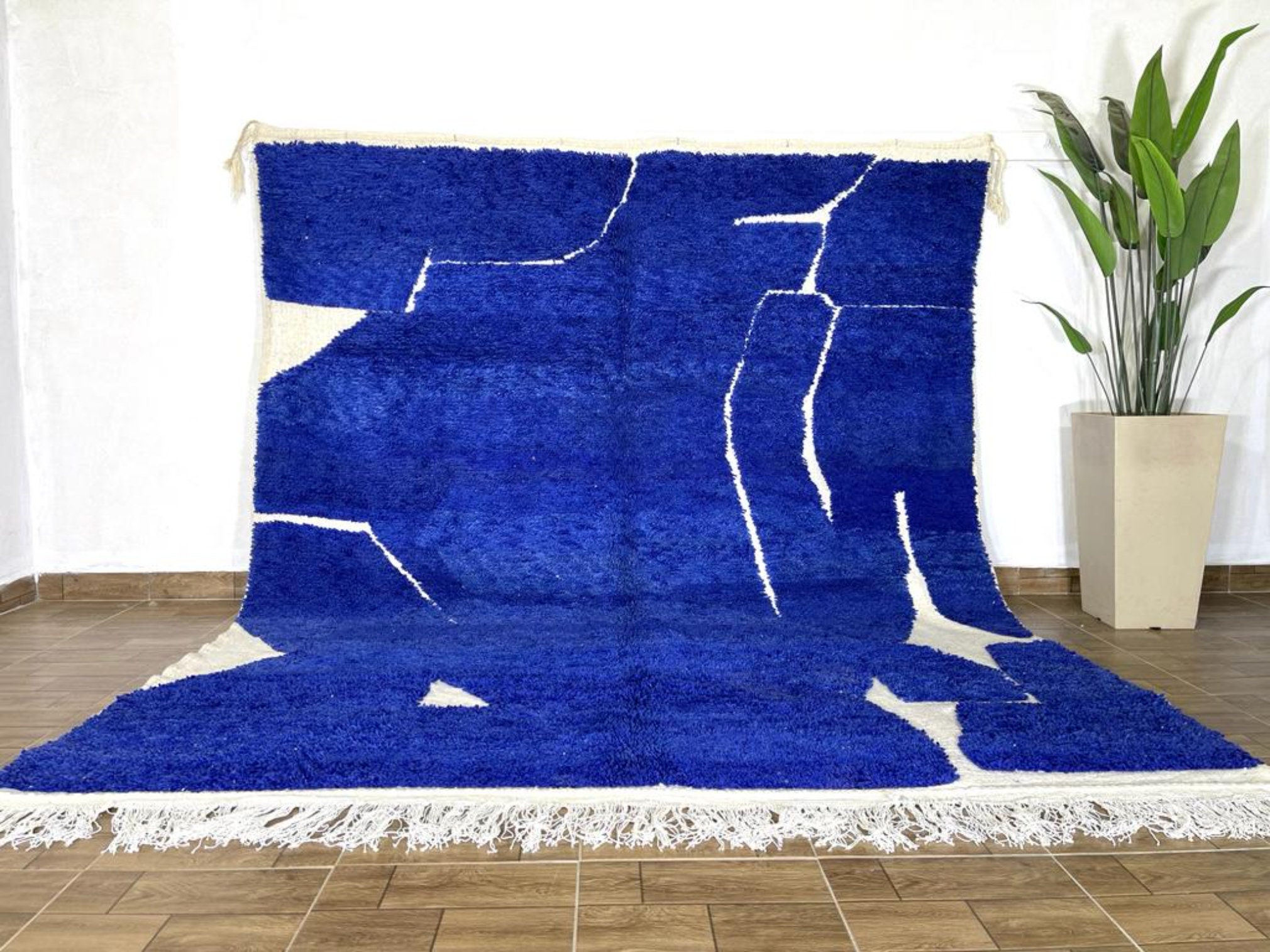 Moroccan rug blue - Berber rug - Custom Moroccan rug - Beni ourain rug - Handmade rug - Abstract Wool rug - blue rug - moroccan blue rug