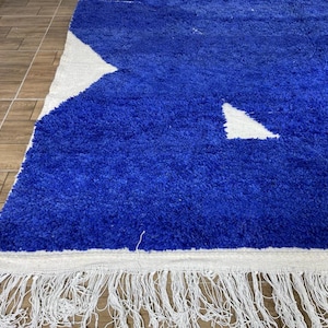 Moroccan rug blue Berber rug Custom Moroccan rug Beni ourain rug Handmade rug Abstract Wool rug blue rug moroccan blue rug image 6