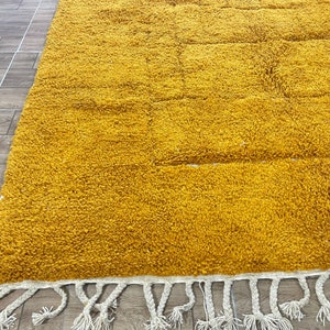 Yellow Moroccan rug Beni Ourain rug Handmade rug Custom Yellow rug Sheep Wool rug Abstract Yellow rug Plain rug Custom rug image 6