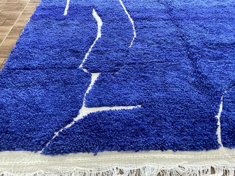 Moroccan rug blue Berber rug Custom Moroccan rug Beni ourain rug Handmade rug Abstract Wool rug blue rug moroccan blue rug image 7