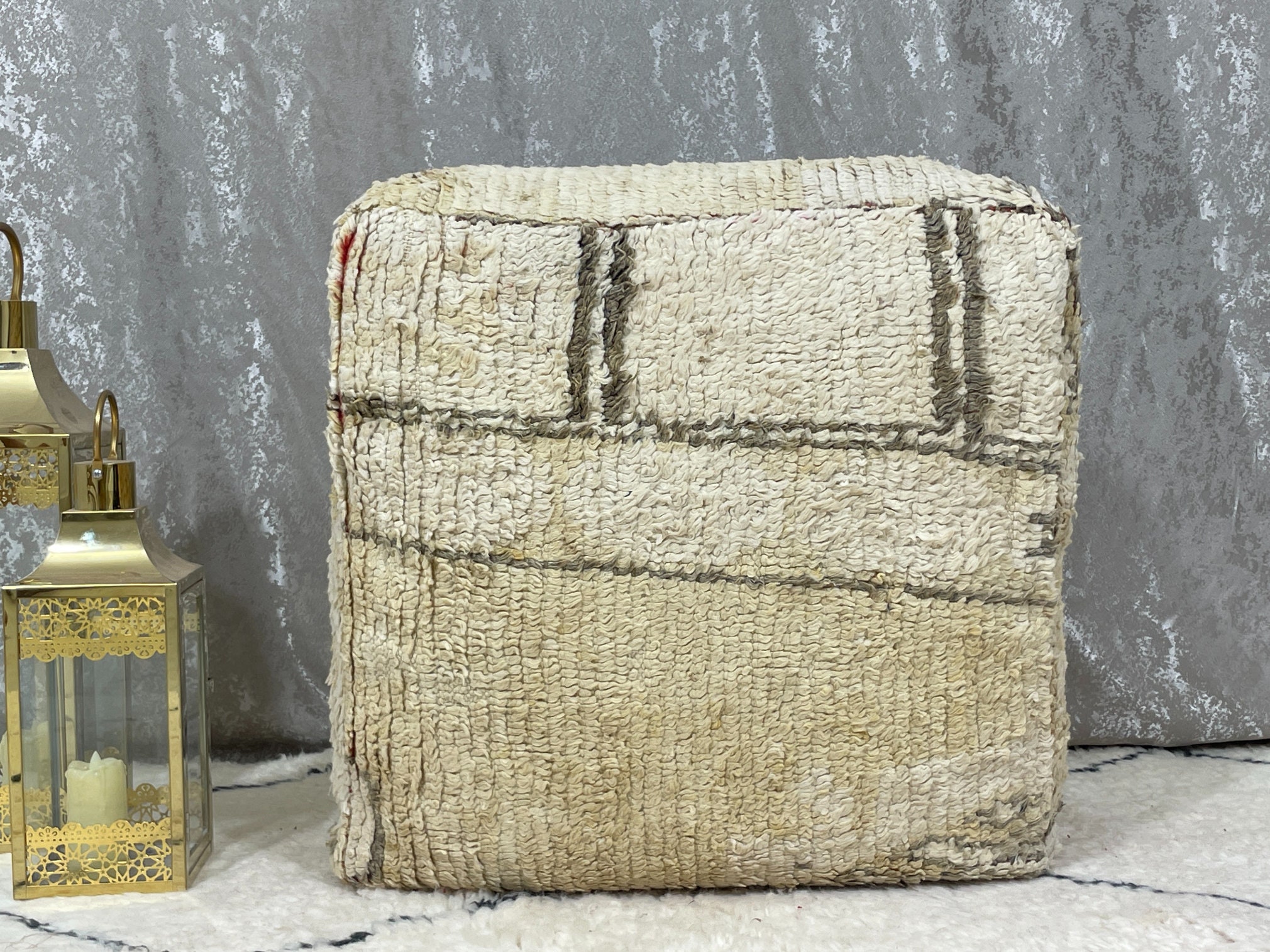 70%OFF* Moroccan Kilim Pouf Floor Pouf Vintage Moroccan Ottoman Beni Ourain Square Pouf, Yoga Meditation Cushion, Outdoor Beige Kilim Pillow