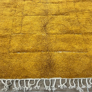 Yellow Moroccan rug Beni Ourain rug Handmade rug Custom Yellow rug Sheep Wool rug Abstract Yellow rug Plain rug Custom rug image 9